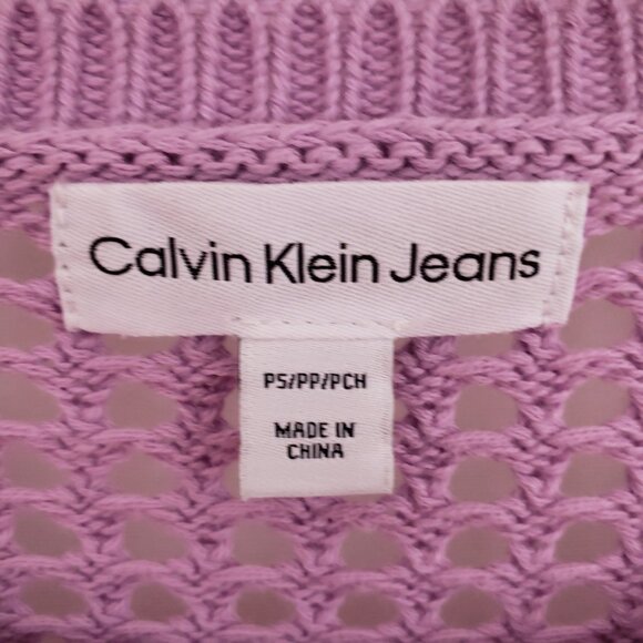 Calvin Klein Jeans Lavender 100% Cotton Open Stitch Sweater Size Petite Small - Picture 4 of 14